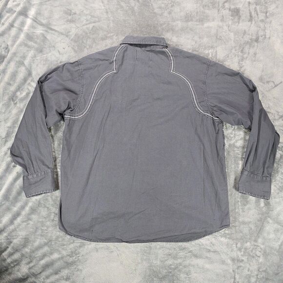 Ariat Shirt Men XL Gray Diamond Pearl Snap Western Flap Pocket Rockabilly Cotton - Picture 4 of 10
